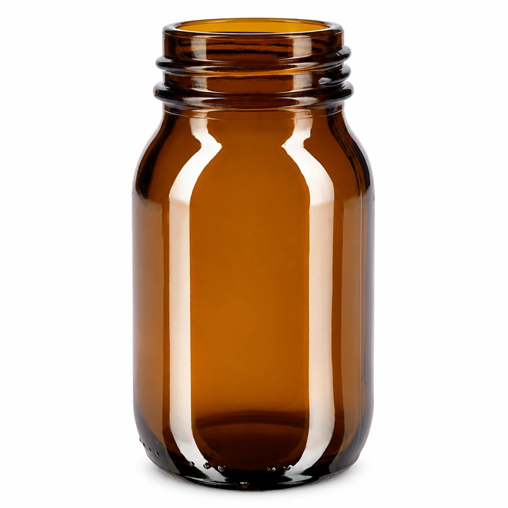 100ml láhev se širokým hrdlem jantarové sklo se šroubovacím uzávěrem UV-Schutzflasche aus braunem Glas 100ml Volumen für empfindliche Substanzen