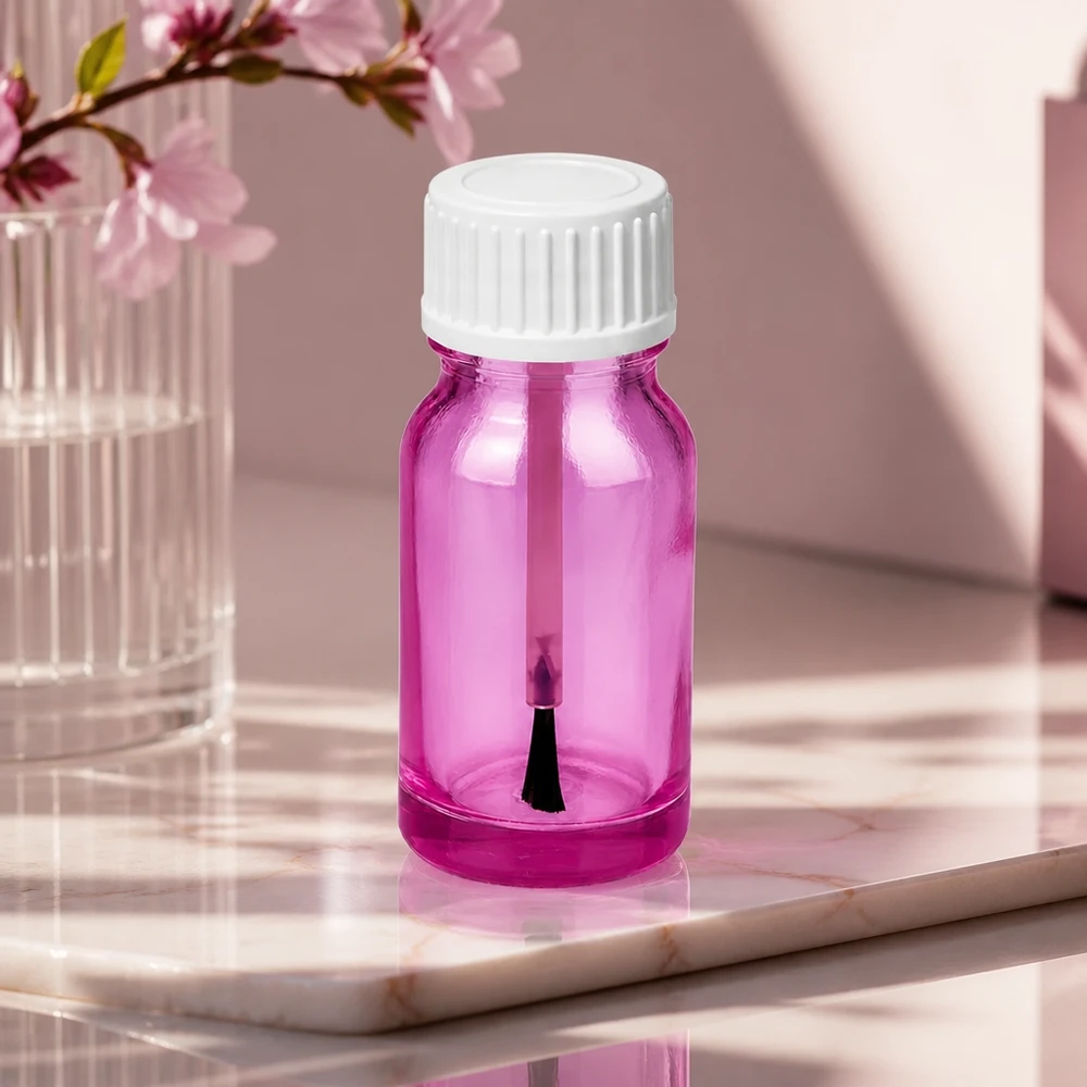 10ml lahvička se štětečkem PurpleLine UT18/10 bílé standardní sklo 10ml Pinselflasche weiss mit ergonomischem Design STD PurpleLine UT18/10 für einfache Handhabung