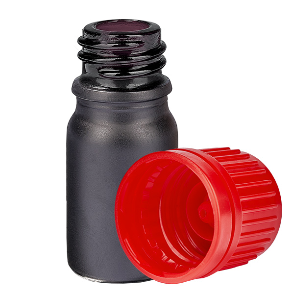 5ml lahvička 11mm šroubovací uzávěr červený uzávěr s ochranou proti manipulaci BlackLine UT18/5 5ml lahvička 11mm šroubovací uzávěr červený uzávěr s ochranou proti manipulaci BlackLine UT18/5