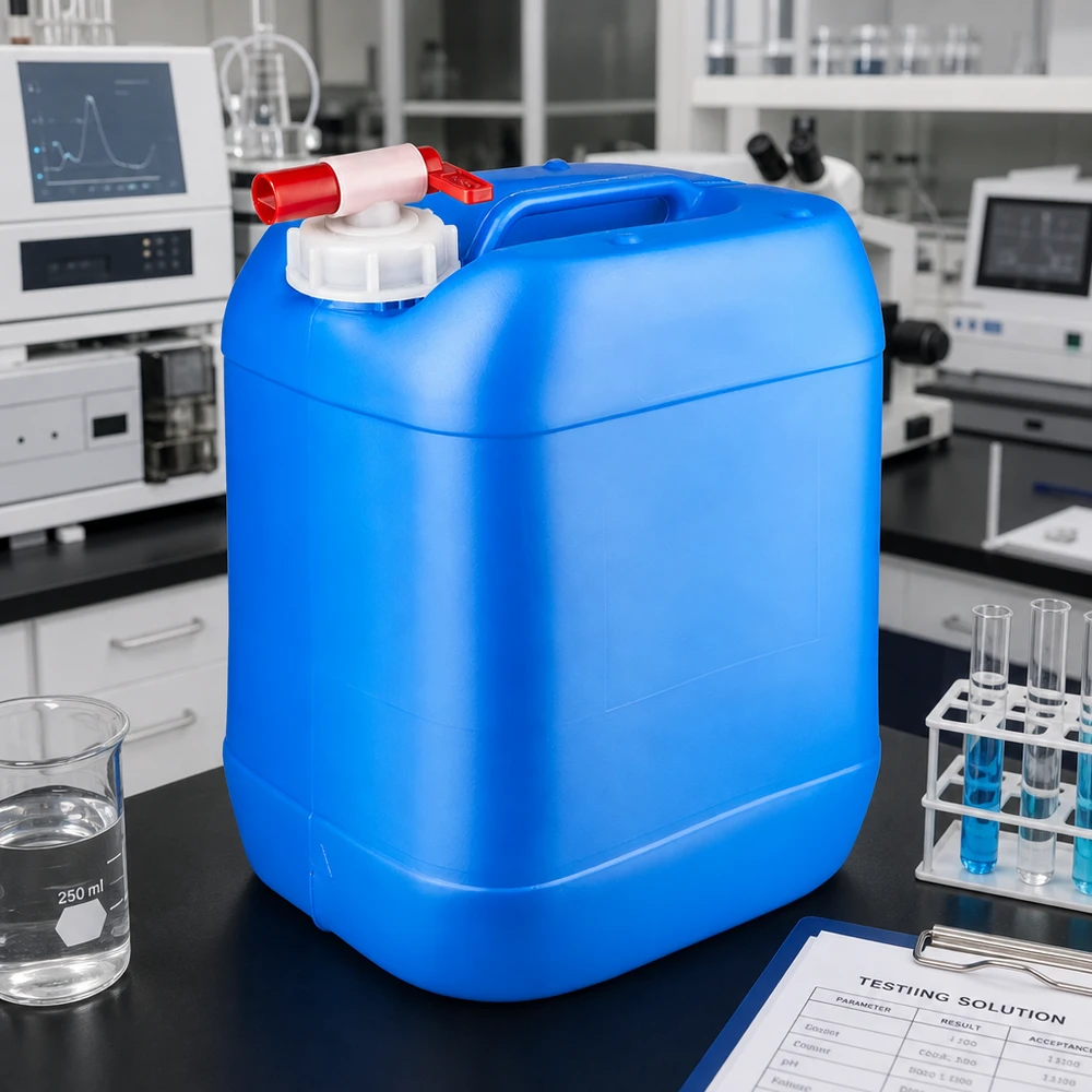 Kanystr 20 litrů modrý s vypouštěcím kohoutem Blauer Vorratsbehälter 20 Liter mit Tragegriff und Zapfhahn für Labor und Industrie geeignet