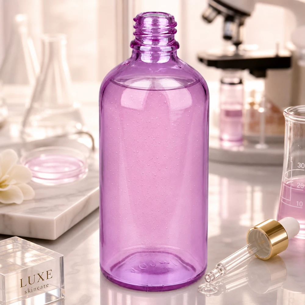100ml lékárenská lahvička PurpleLine UT18/100 UNiTWIST ze skla. Kompakte PurpleLine Flasche UT18/100 mit ergonomischem Design für einfache Handhabung