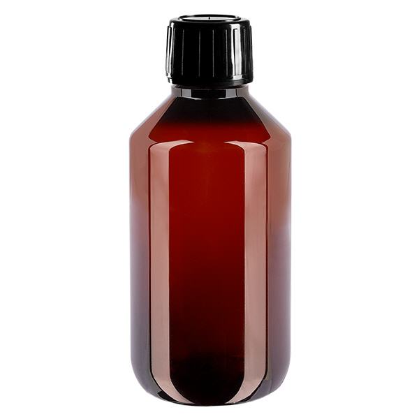 PET láhev 200 ml s černým uzávěrem s ochranou proti manipulaci PET láhev 200 ml s černým uzávěrem s ochranou proti manipulaci