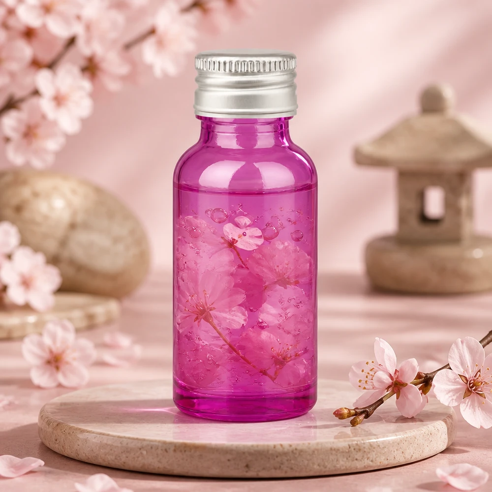 Stilvolle 20ml Flasche in Purple mit edlem Aluminiumverschluss für hochwertige Beauty-Produkte