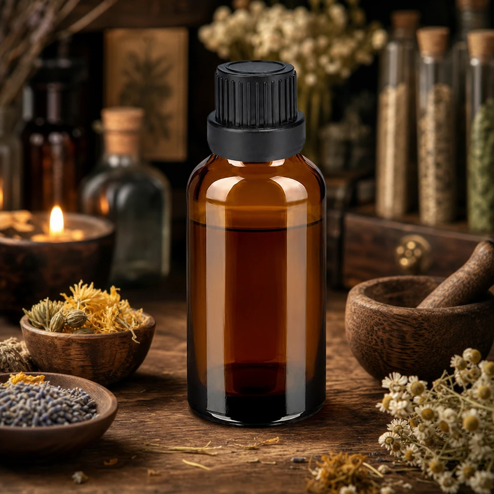 30ml láhev s 11mm šroubovacím uzávěrem černá s tamperemII BrownLine UT18/30 Handliche 30ml Flasche aus lichtschützendem Braunglas für DIY-Mischungen und Tinkturen