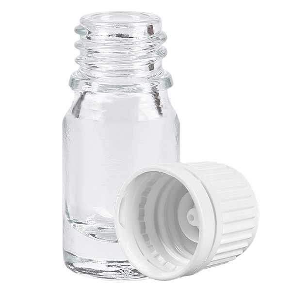 5ml lahvička 11mm šroubovací uzávěr bílý tamper evidentní uzávěr ClearLine UT18/5 5ml lahvička 11mm šroubovací uzávěr bílý tamper evidentní uzávěr ClearLine UT18/5