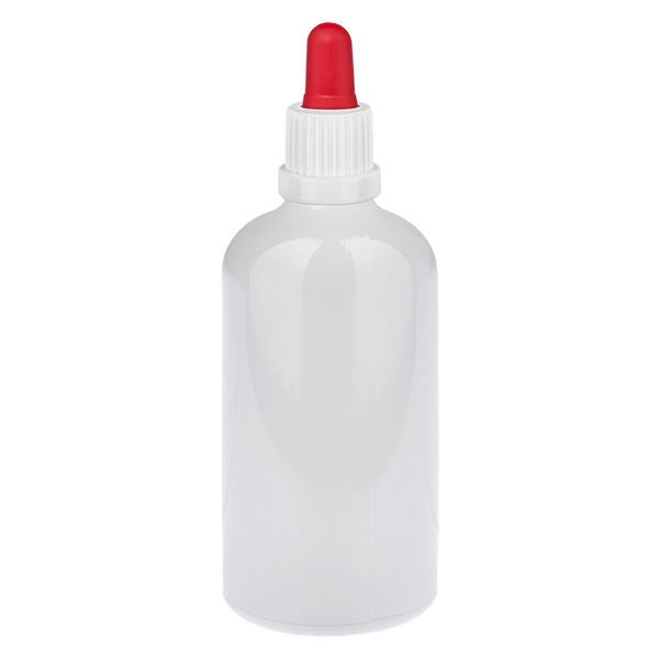 100 ml lahvička s kapátkem, bílá/červená, bezpečnostní uzávěr WhiteLine UT18/100 100 ml lahvička s kapátkem, bílá/červená, bezpečnostní uzávěr WhiteLine UT18/100