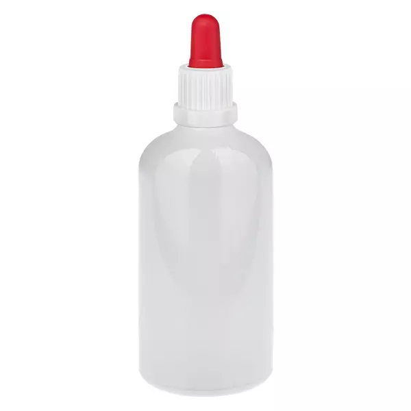 100 ml lahvička s kapátkem, bílá/červená, bezpečnostní uzávěr WhiteLine UT18/100 100 ml lahvička s kapátkem, bílá/červená, bezpečnostní uzávěr WhiteLine UT18/100
