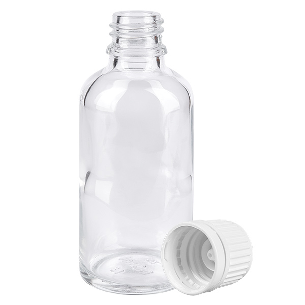 50ml lahvička 11mm šroubovací uzávěr bílý uzávěr s ochranou proti manipulaci ClearLine UT18/50 50ml lahvička 11mm šroubovací uzávěr bílý uzávěr s ochranou proti manipulaci ClearLine UT18/50