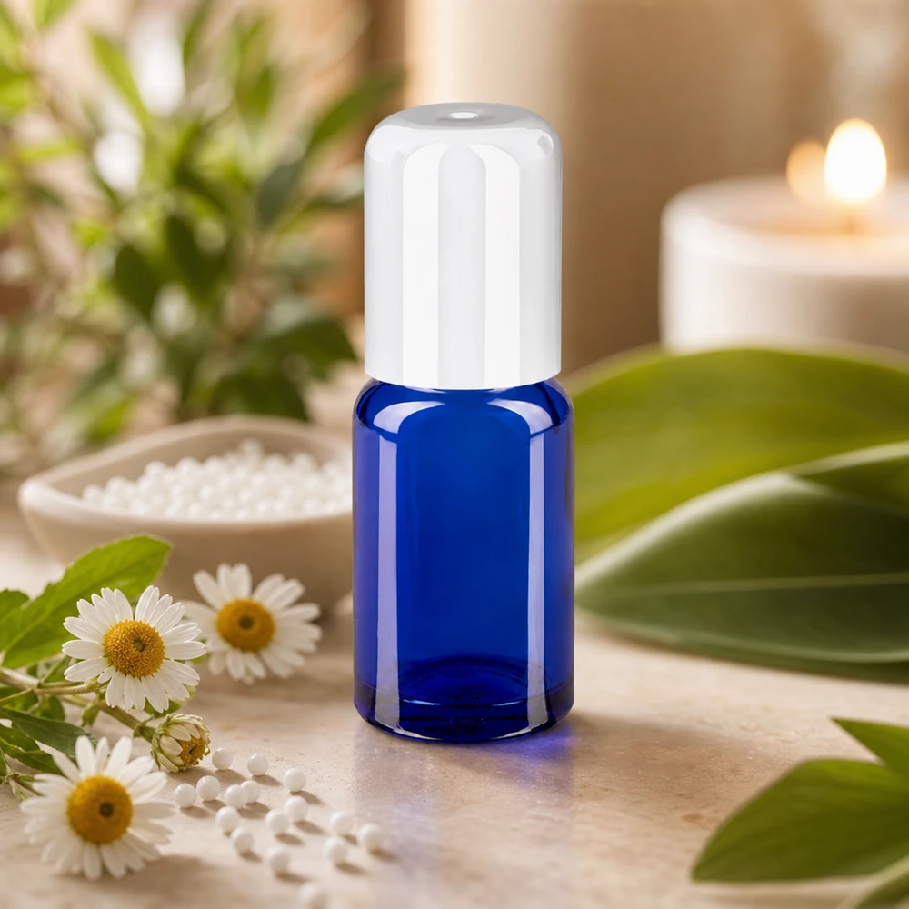 Premium Roll-On Flasche 10ml mit glatter Oberfläche und ergonomischem weißen Verschluss