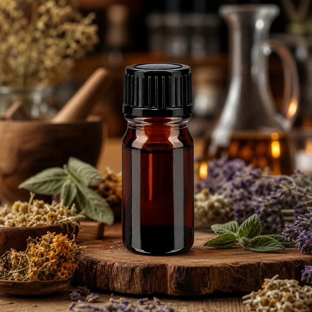 UV-schützende braune 5ml Glasflasche mit kindersicherem Schwarzverschluss für ätherische Öle