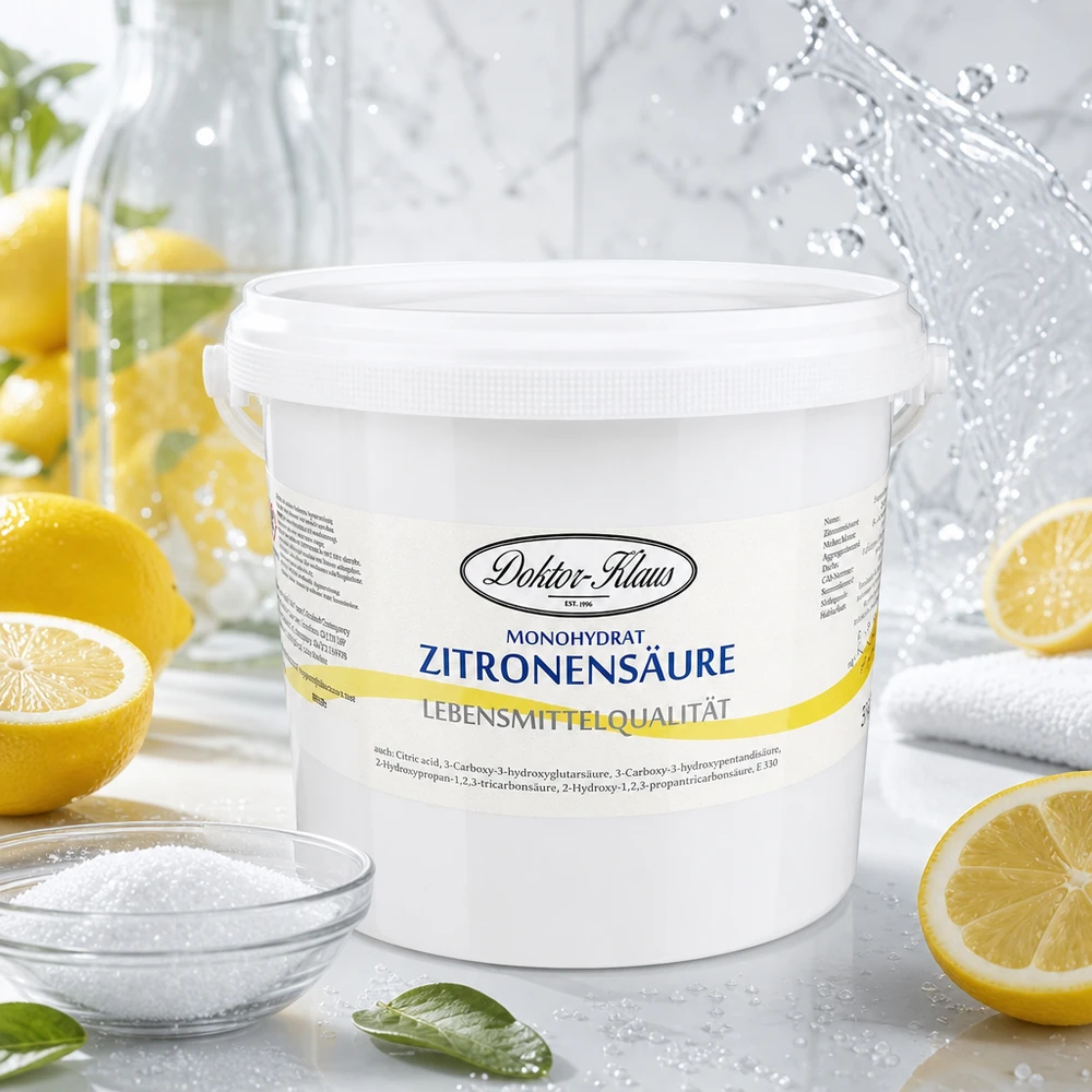 Kyselina citronová 5kg Doktor-Klaus Zitronensäure 5kg Doktor-Klaus in stabilem Eimer mit Minzblättern für vielseitige Haushaltsanwendung
