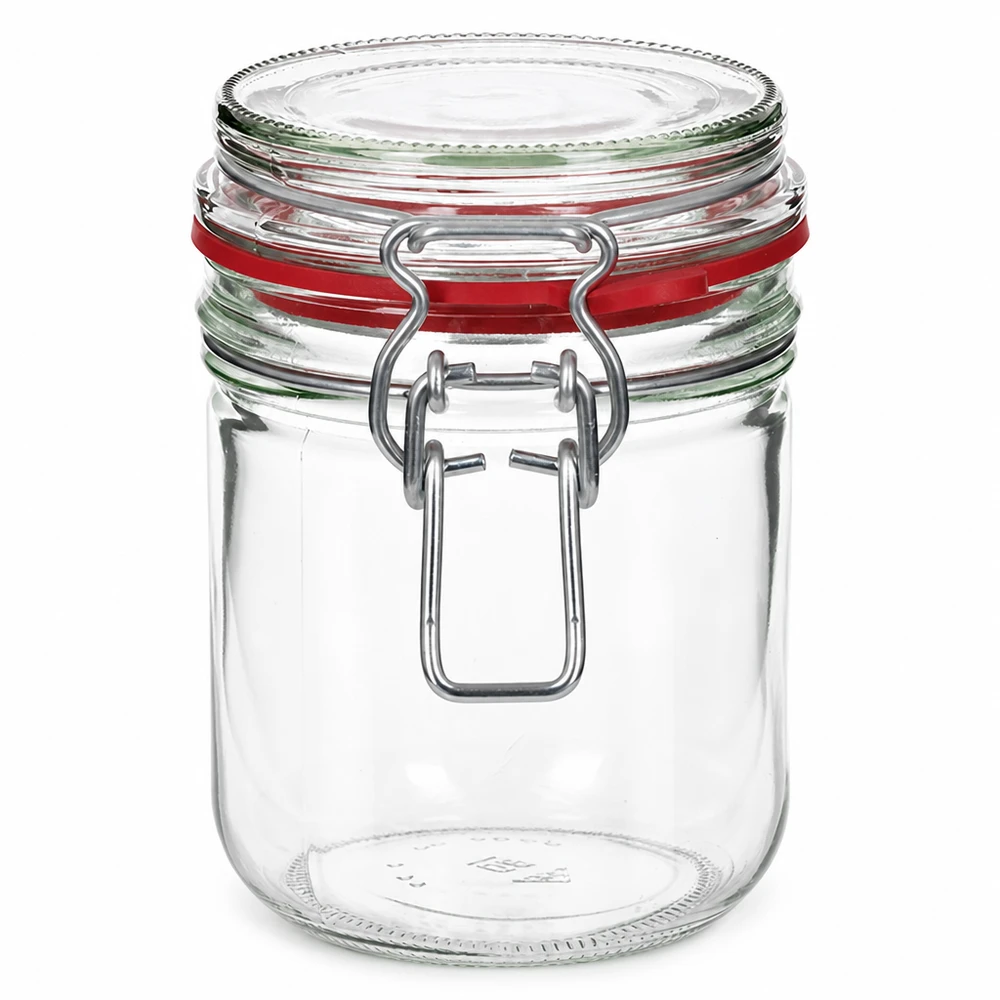400ml zavařovací sklenice s gumovým kroužkem a výkyvným víčkem UNiTWIST. Einweckglas 400ml mit traditionellem Bügelverschluss aus robustem Glas gefertigt