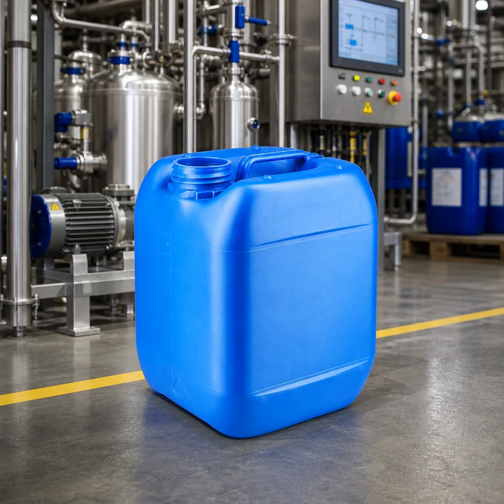Kanystr 5 litrů modrý bez uzávěru Stapelbarer Kunststoffkanister 5 Liter blau ohne Deckel für chemische Industrie