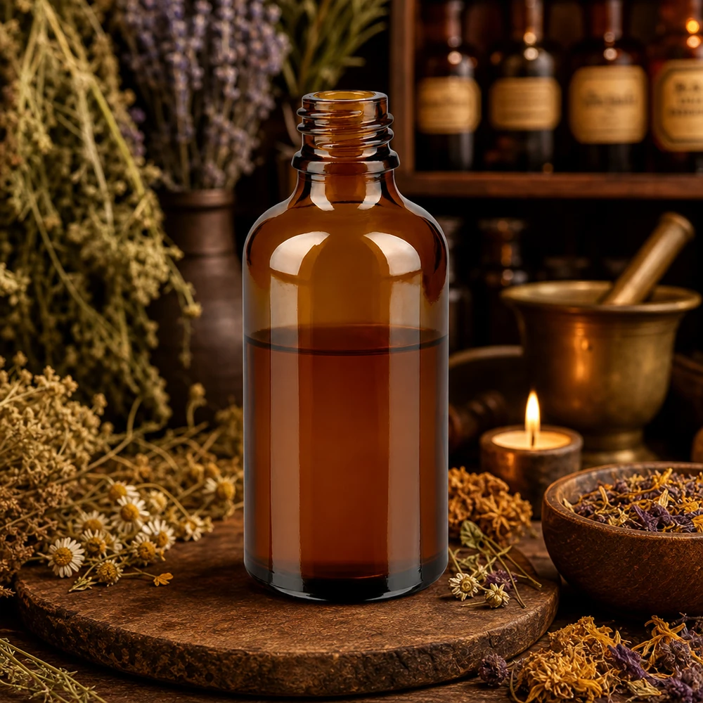 Kapací lahvička 50 ml DIN 18 z jantarového skla. 50ml ApoGlas Flasche mit lichtschützender brauner Tönung ideal für Aromatherapie und Wellness
