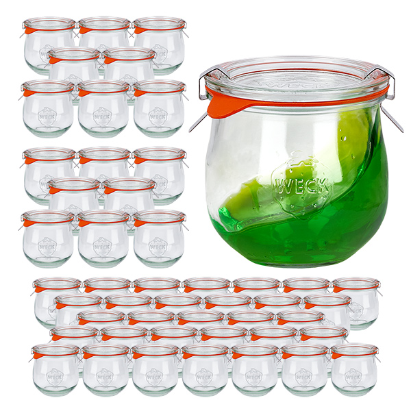 Sada 48 zavařovacích sklenic Weck 370ml tulipánová sklenice se 48 skleněnými víčky. Sada 48 zavařovacích sklenic Weck 370ml tulipánová sklenice se 48 skleněnými víčky.