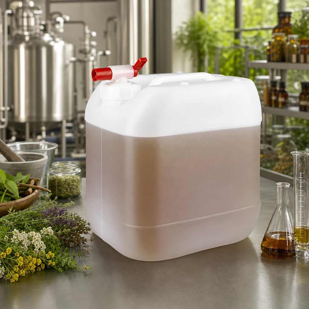 Kanystr 15 litrů s vypouštěcím kohoutkem Stapelbarer PE-Kanister 15 Liter mit integriertem Auslaufhahn für Pharmazie Kosmetik und Naturkosmetik