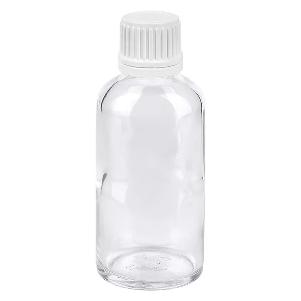 50ml lahvička 11mm šroubovací uzávěr bílý uzávěr s ochranou proti manipulaci ClearLine UT18/50