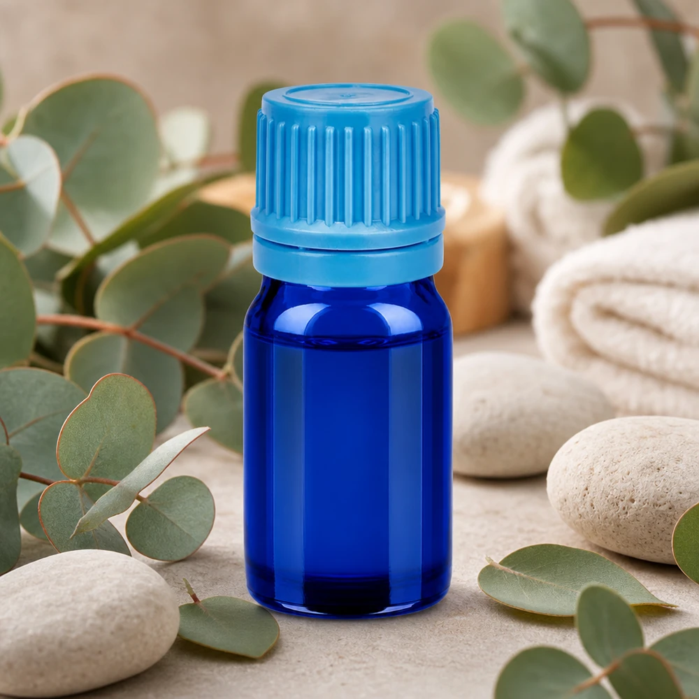 5ml lahvička 11mm šroubovací uzávěr modrý tamper-evidentní uzávěr BlueLine UT18/5 Kompakte 5ml BlueLine Glasflasche mit ergonomischem Design für einfache Handhabung