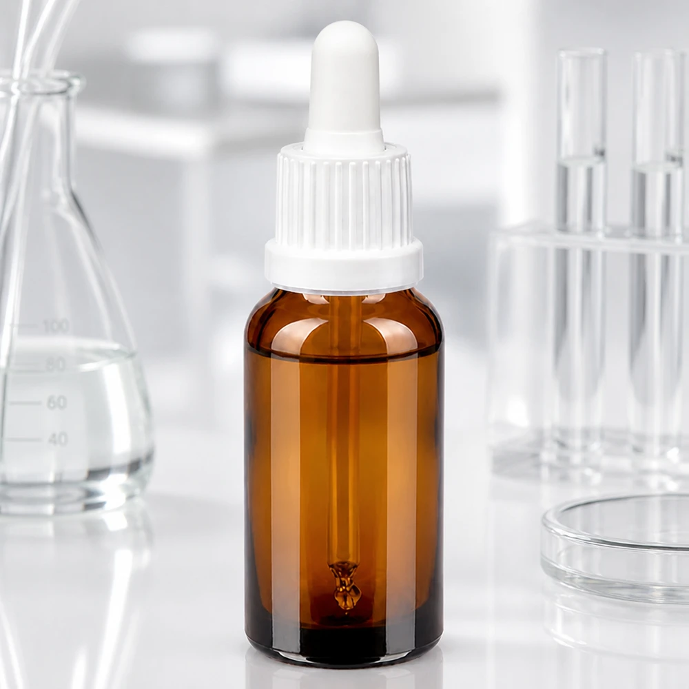 20ml pipetovací láhev bílá s uzávěrem s ochranou proti manipulaci BrownLine UT18/20 UV-Schutzflasche 20ml mit Tropfsystem - sichere Aufbewahrung lichtempfindlicher Wirkstoffe
