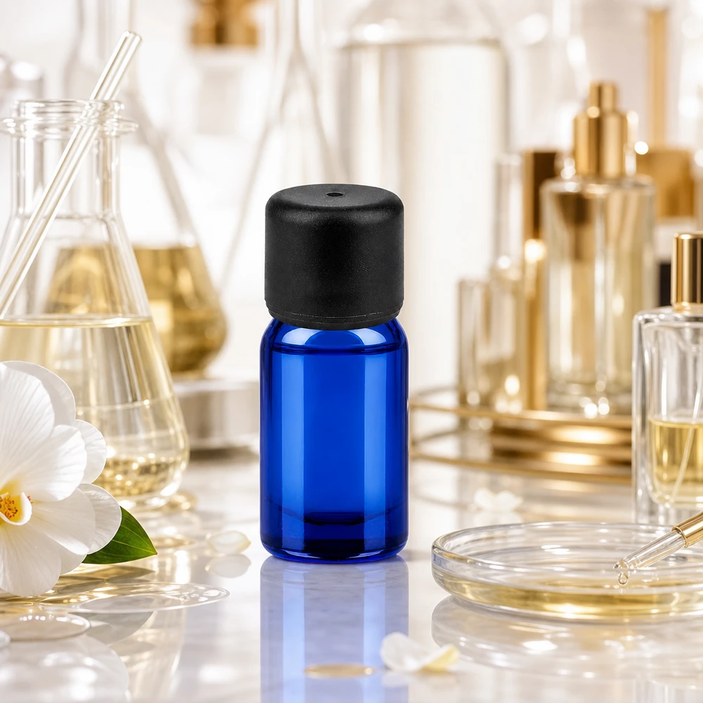 5ml láhev 6mm šroubovací uzávěr černá Standard BlueLine UT18/5 Robuste 5ml Glasflasche in strahlendem Blau mit dichtem Verschluss für lange Haltbarkeit