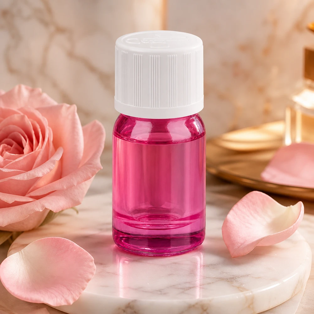 Elegante 5ml Flasche in Purple-Line Optik mit weißem Sicherheitsverschluss für Beauty-Produkte