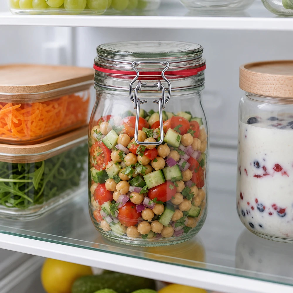 1140ml zavařovací sklenice s gumovým kroužkem a výkyvným víčkem UNiTWIST. Großvolumiges 1140ml Vorratsglas ideal für Familienhaushalte und Meal Prepping