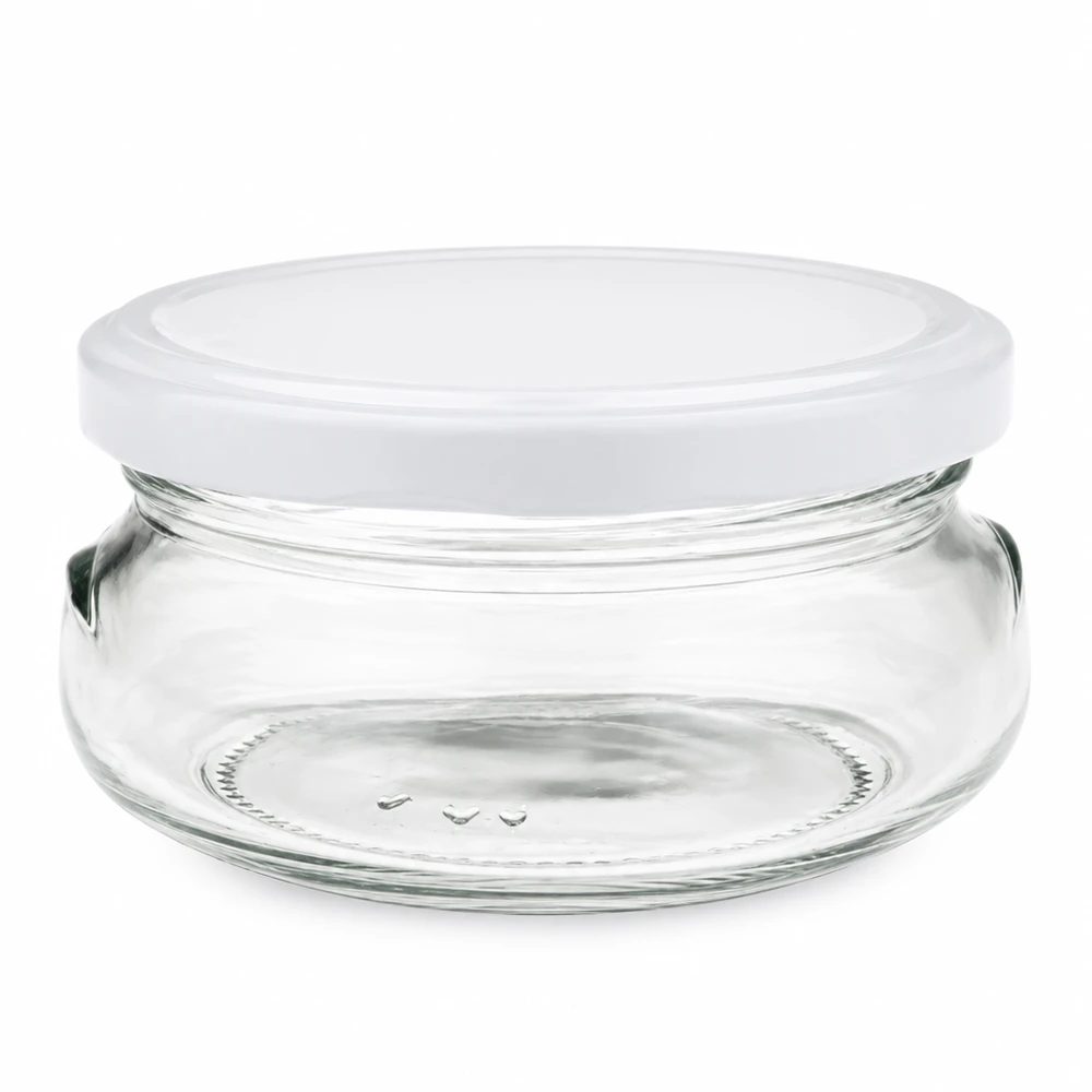 120ml zavařovací sklenice s víčkem BasicSeal bílá UNiTWIST 120ml Terrinenglas mit weißem BasicSeal Deckel für Einmachen und Aufbewahrung von Lebensmitteln