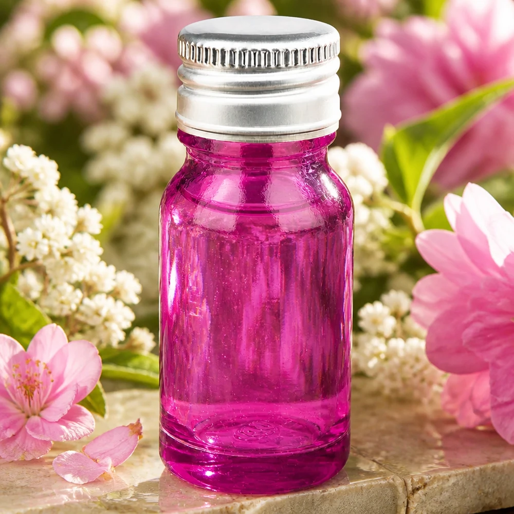 10ml lahvička s 11mm šroubovacím uzávěrem hliníkovo-stříbrná standardní PurpleLine.UT18/10 10ml STD Flasche in leuchtend violett mit professionellem Aluminiumverschluss für Laborbedarf
