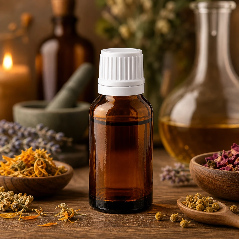 Lékárenská lahvička hnědá 30ml šroubovací uzávěr bílý bezpečnostní uzávěr. Apothekerflasche 30ml Braunglas weißer Verschluss ideal für ätherische Öle und Tinkturen