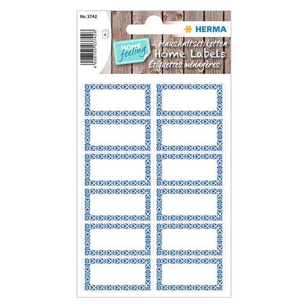 Kuchy&#328;sk&#233; etikety modr&#225;/b&#237;l&#225; (48 samolepek)