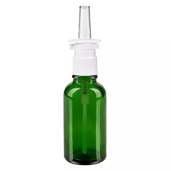 Lékárenská lahvička zelená 30ml nosní sprej bílá standardní Lékárenská lahvička zelená 30ml nosní sprej bílá standardní