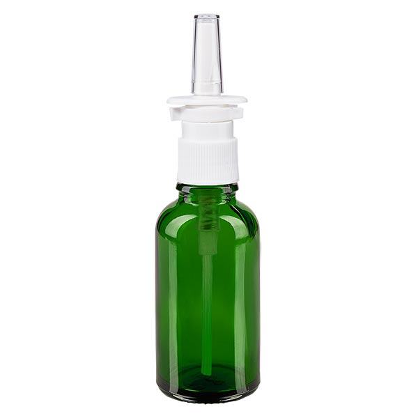 Lékárenská lahvička zelená 30ml nosní sprej bílá standardní Lékárenská lahvička zelená 30ml nosní sprej bílá standardní