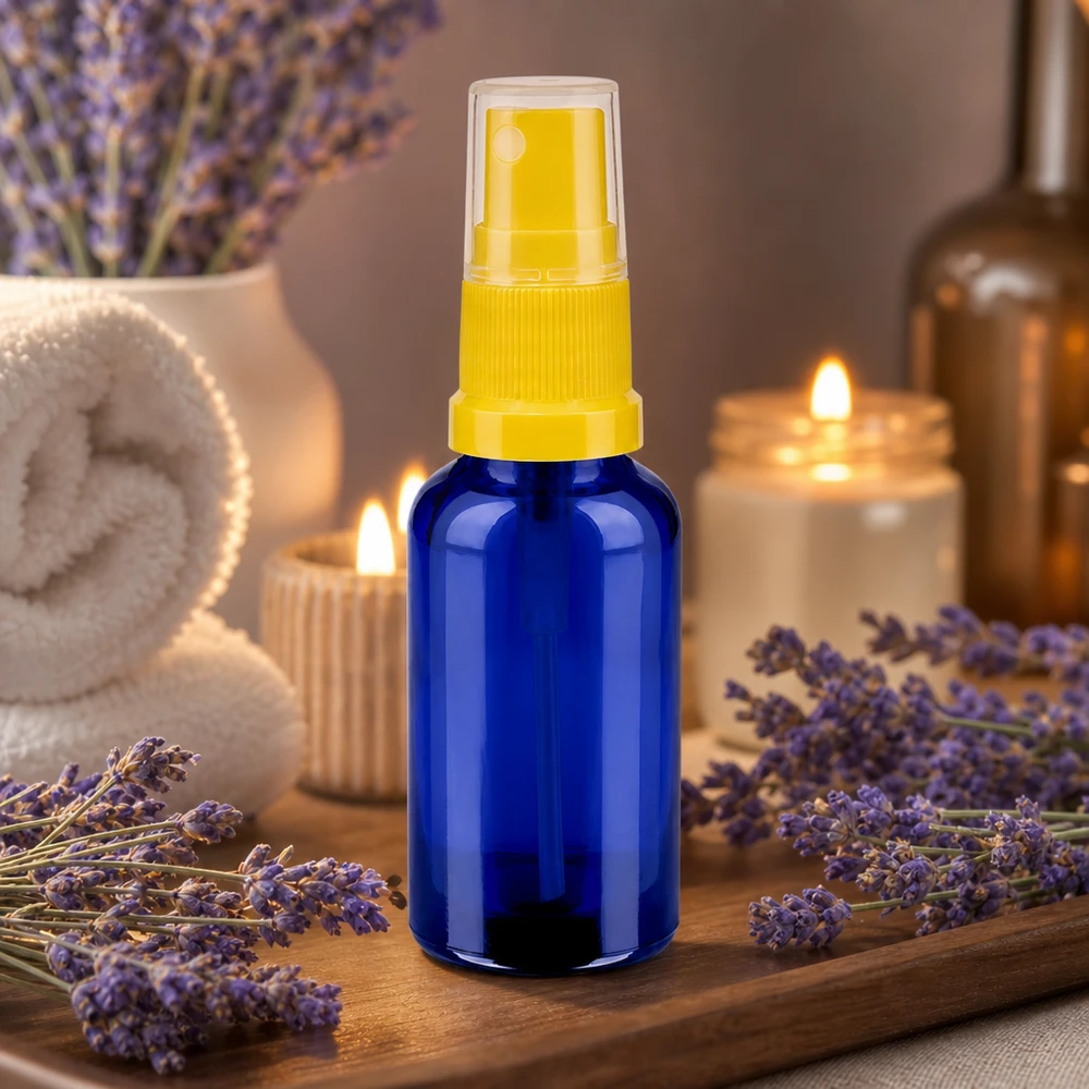 Elegante blaue Glasflasche 30ml mit UV-Schutz ideal für lichtempfindliche Substanzen