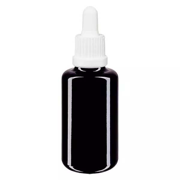 Lékárenská láhev fialová 30ml pipeta bílá s uzávěrem proti neoprávněné manipulaci Lékárenská láhev fialová 30ml pipeta bílá s uzávěrem proti neoprávněné manipulaci