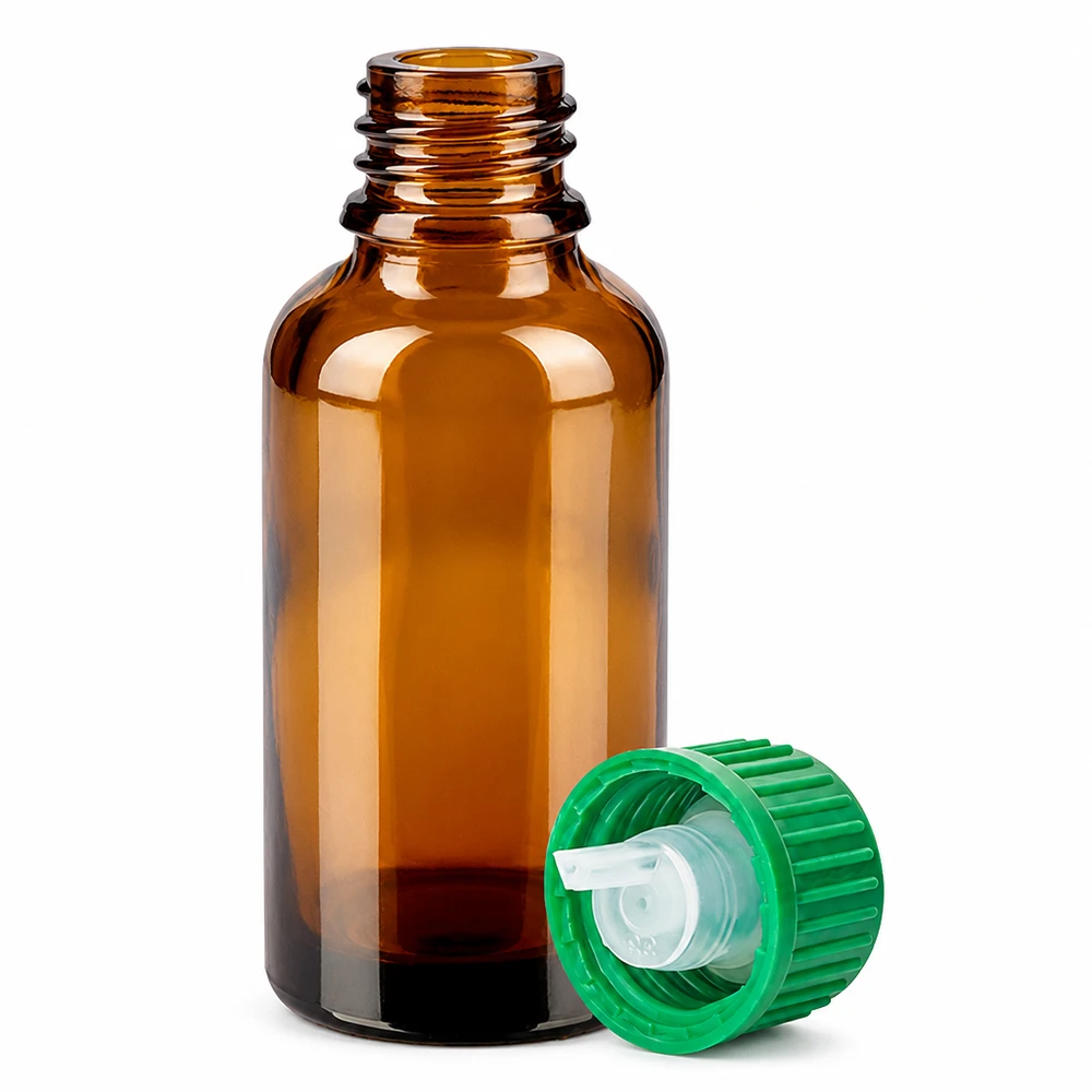 Professionelle Tropfflasche 30ml Braunglas mit 0.8mm Tropföffnung für Labor und Apotheke