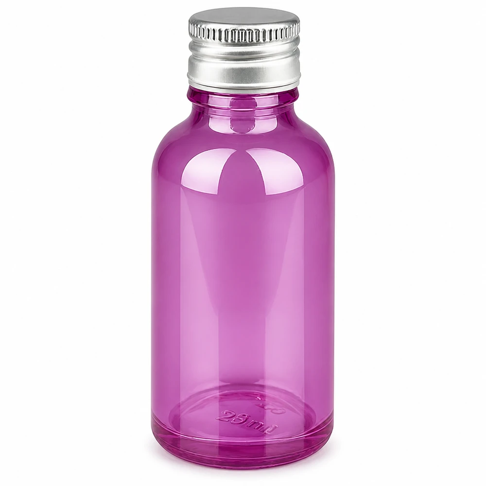 Hochwertige violette 30ml Glasflasche mit Aluminium-Verschluss für Kleinmengen