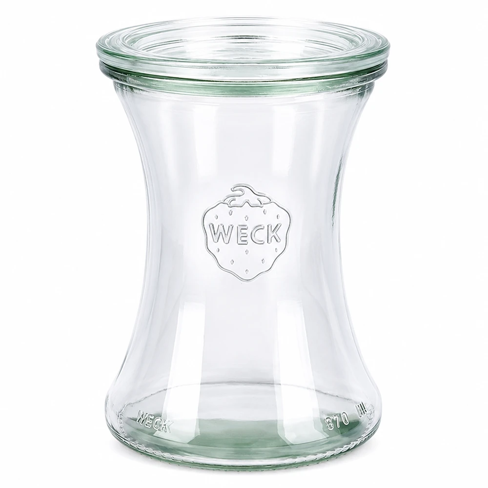 WECK Delikatessenglas 370ml mit Glasdeckel RR80 leeres Einmachglas transparent mit WECK Logo