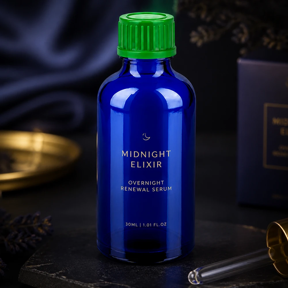 Robuste 50ml Blauglasflasche mit ergonomischem Verschluss für tägliche Kosmetikroutine