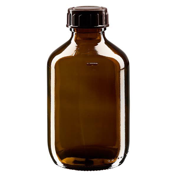 Lahvička na léky 200ml hnědá, s hnědým uzávěrem ApoGlas Lahvička na léky 200ml hnědá, s hnědým uzávěrem ApoGlas