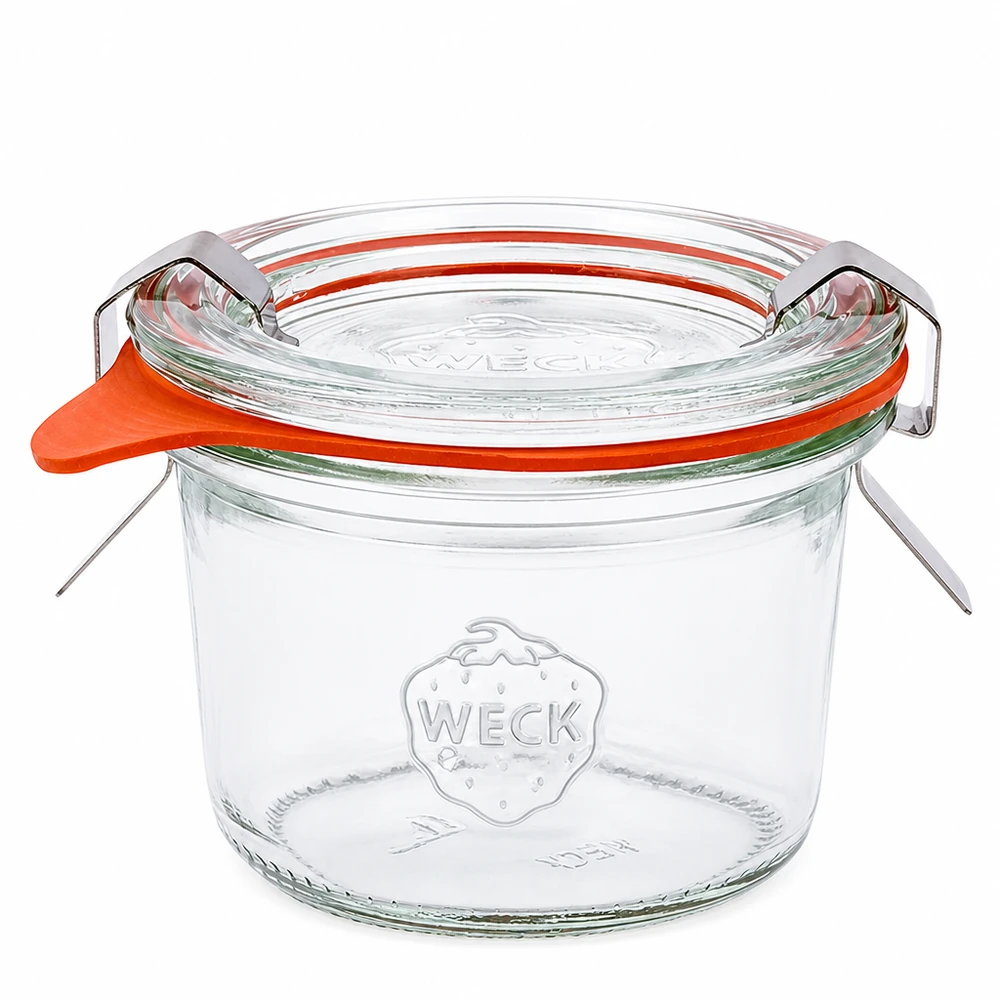 Kompletní 80ml sklenice se svěžestí WECK RR60 80ml WECK Sturzglas RR60 mit Glasdeckel und Gummiring Einmachglas für Konservierung und Aufbewahrung