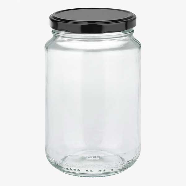 375ml kulatá sklenice s víčkem BasicSeal černá UNiTWIST