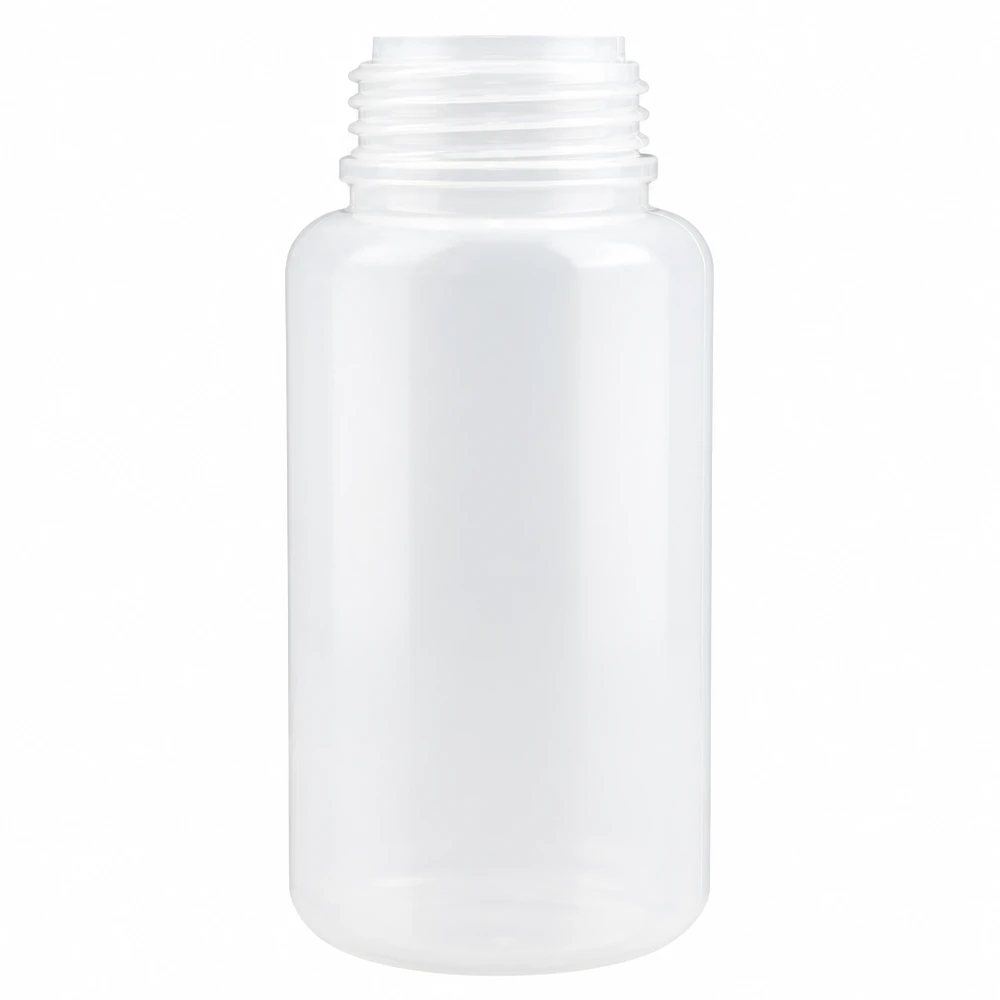 Laboratorní láhev s širokým hrdlem o objemu 1000 ml z průhledného plastu bez uzávěru pro laboratoře a vědecké účely