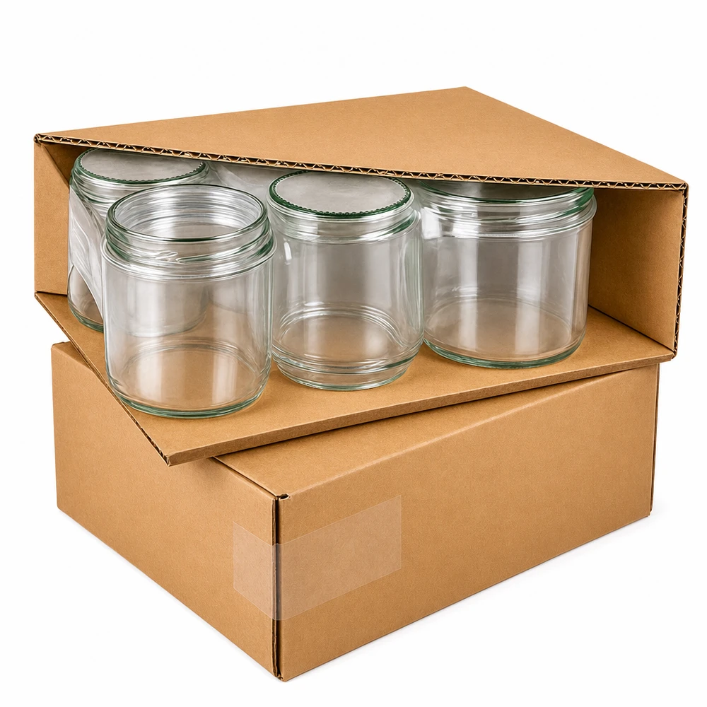 230ml Sturzgläser im Karton geliefert, sichere Verpackung der Einmachgläser mit BasicSeal Deckel für den Versand