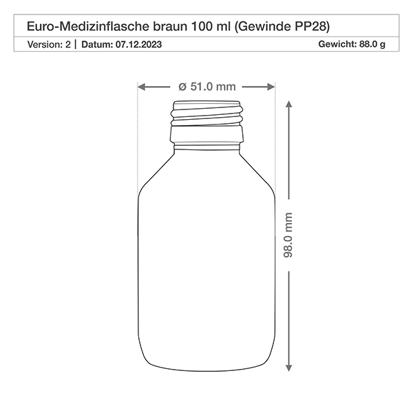100ml lahvička na léky hnědá, se stříbrným hliníkovým uzávěrem ApoGlas Braune 100ml Medizinflasche robustes Glas für professionelle pharmazeutische Anwendungen