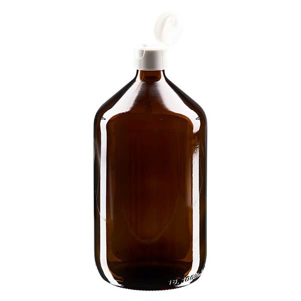 Lahvička na léky 1000ml hnědá, s flip-top uzávěrem ApoGlas Lahvička na léky 1000ml hnědá, s flip-top uzávěrem ApoGlas