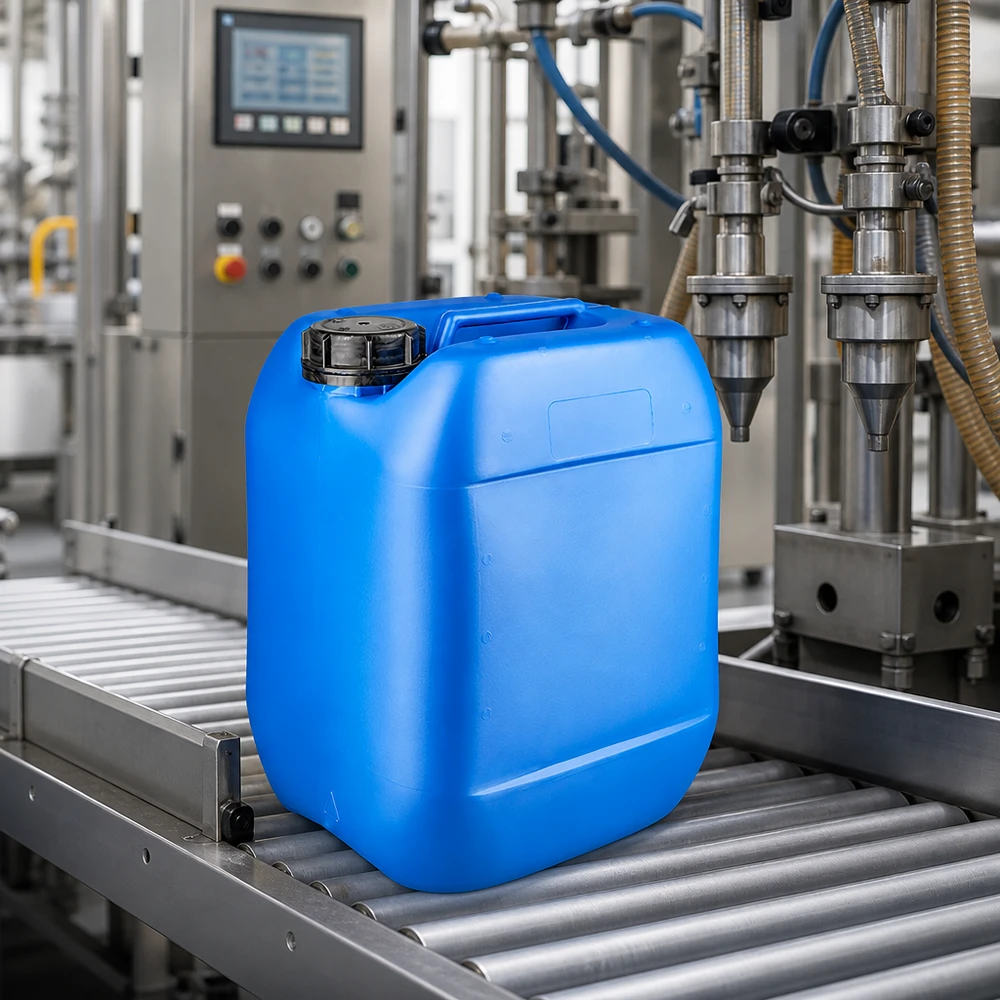 Kanystr 10 litrů modrý se šroubovacím uzávěrem s pojistkou proti manipulaci. Kanister 10 Liter blau mit OV Verschluss für Chemikalien Reinigungsmittel und Flüssigkeiten