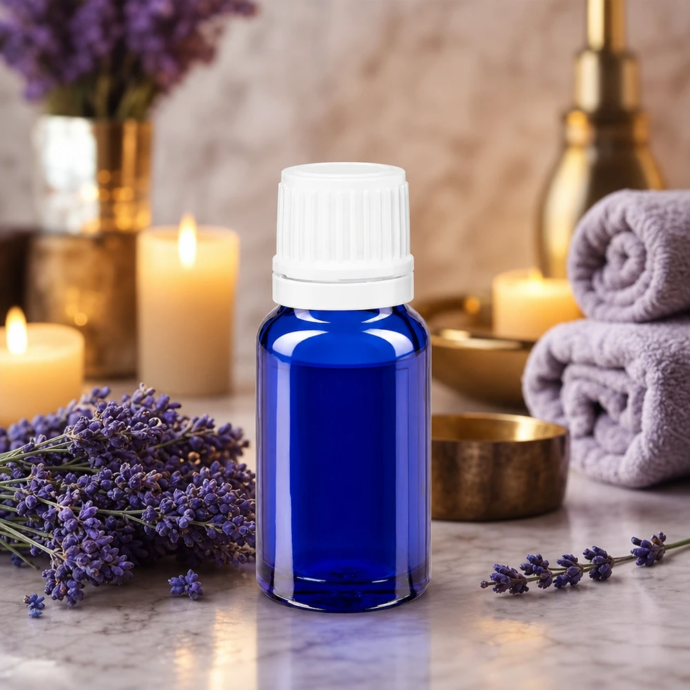 Apothekerflasche 10ml in Blauglas mit 0,7mm Tropfer für Naturkosmetik