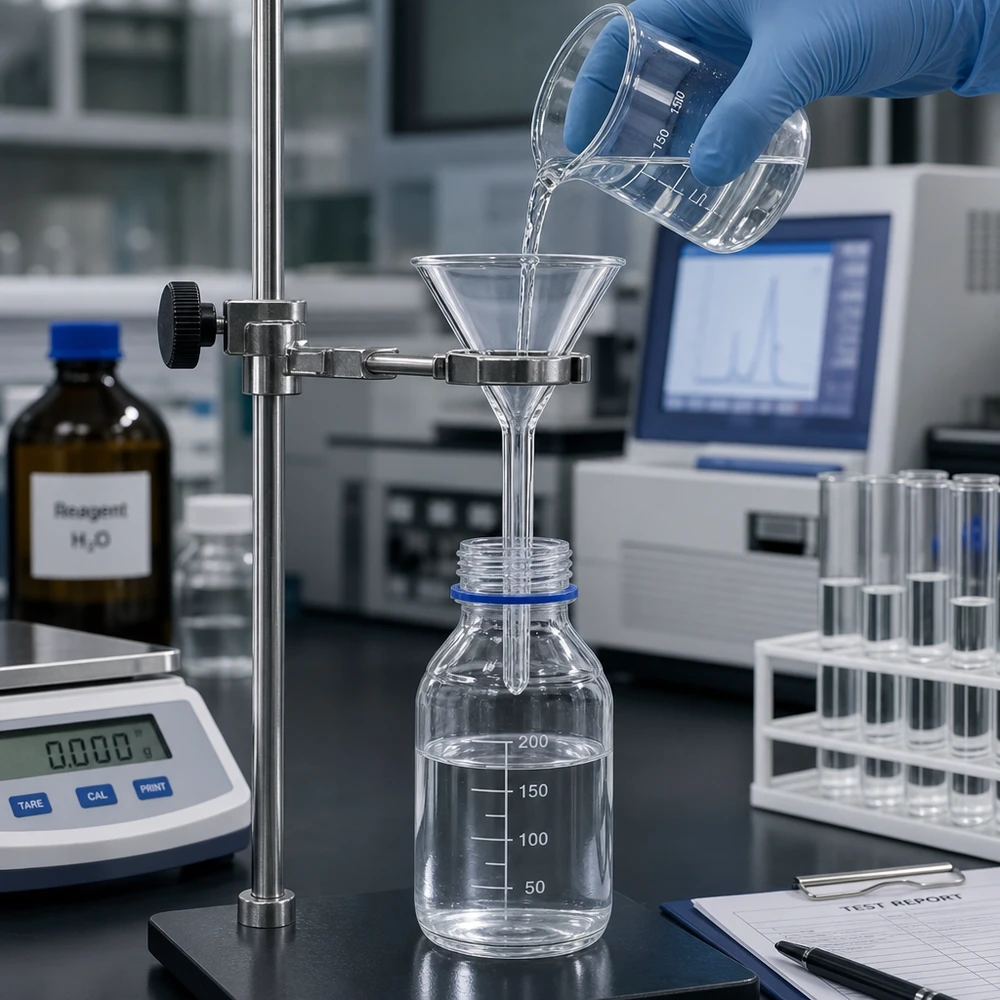 Nálevka ø45mm borosilikátový úhel 60 krátký styl Robuster Borosilikat Trichter Kurzform 45mm für sichere Handhabung von Chemikalien