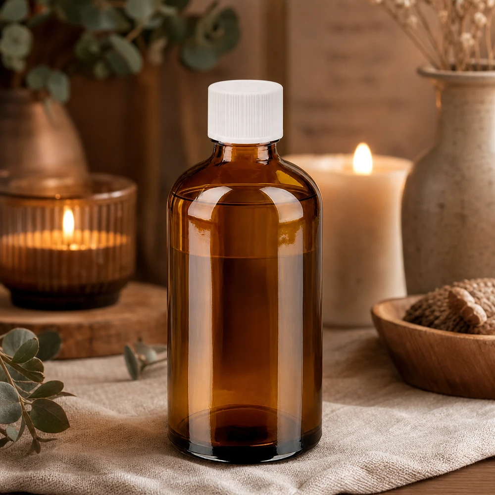 100ml láhev 11mm šroubovací uzávěr bílá Standard BrownLine UT18/100 Robuste 100ml Glasflasche in Bernsteinfarbe mit weißem Schraubverschluss für Labor und Haushalt