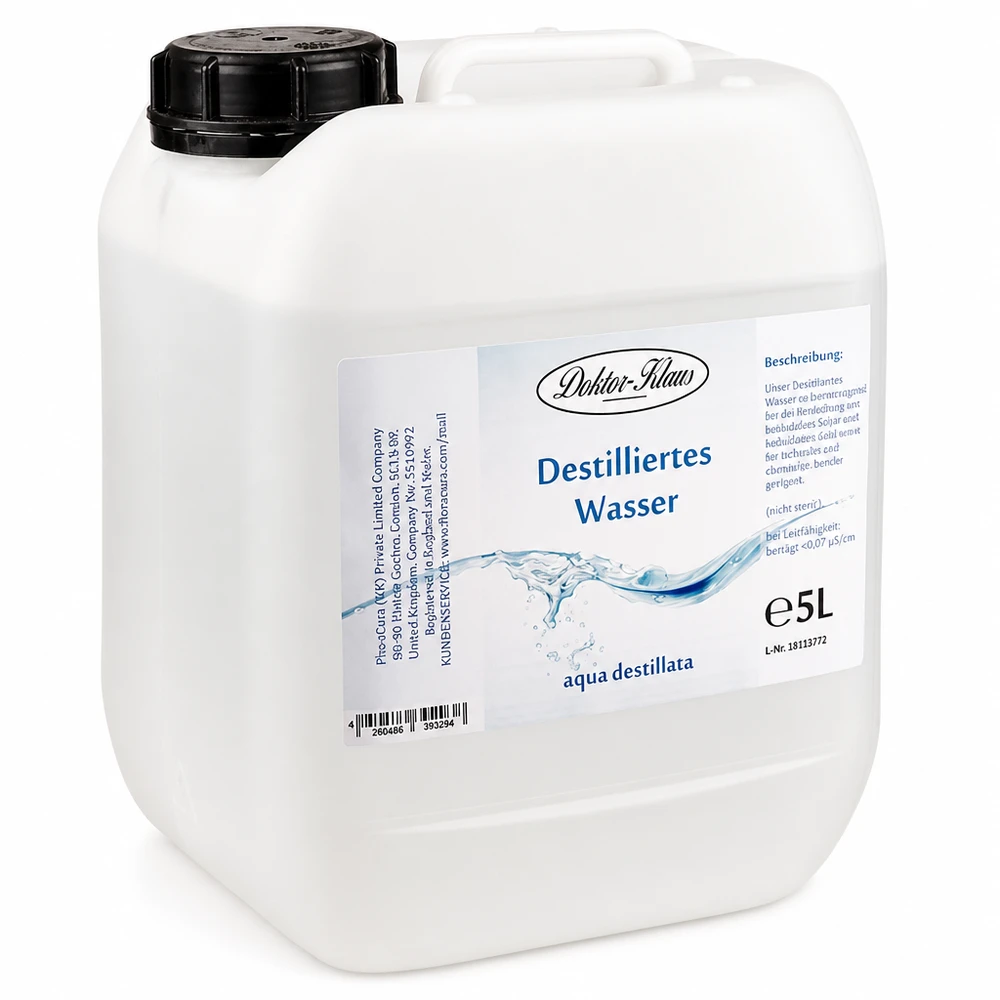 Destilovaná voda 5L Doktor-Klaus Destilliertes Wasser 5 Liter Doktor-Klaus aqua destillata in praktischer Kanisterform